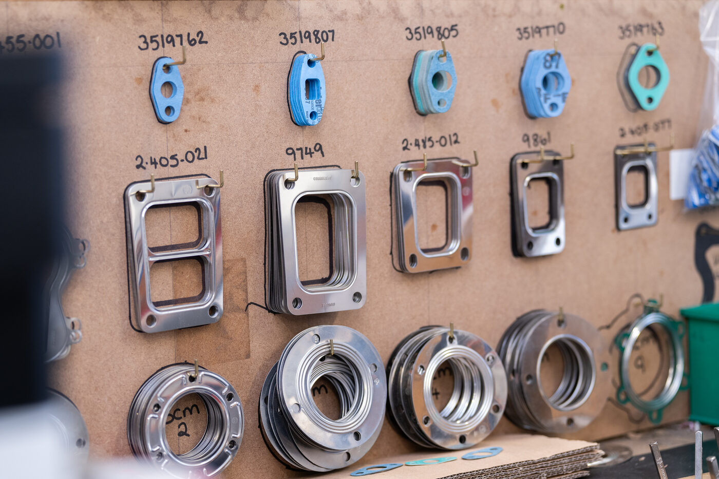 Turbocharger gasket kits and components in the SCM workshop
